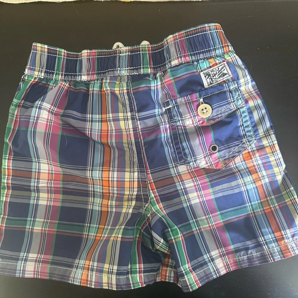 Ralph Lauren Toddler Multicolor Plaid Swim Trunks | 18M | Blue
